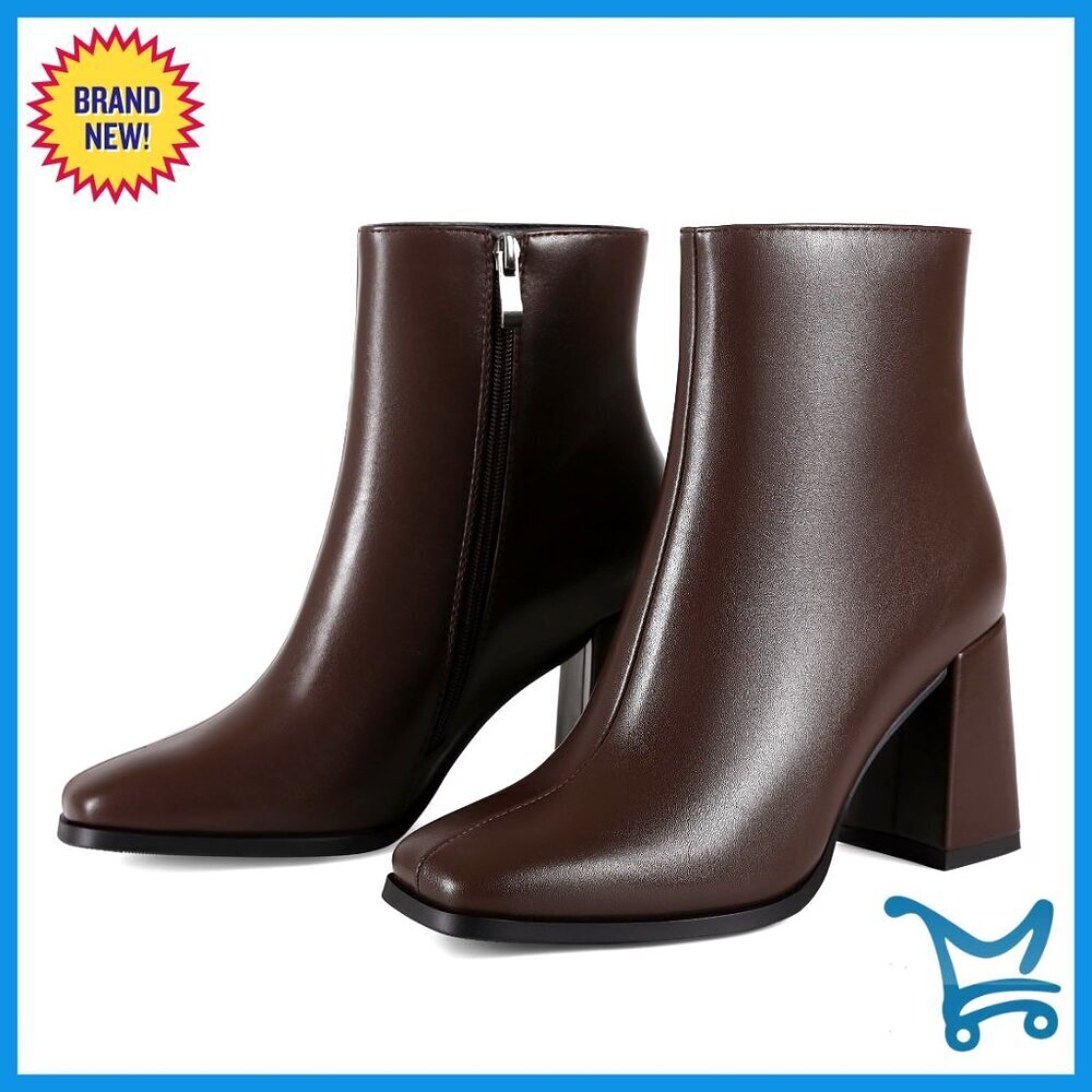 Square Toe Ankle Boots Chunky Block Heel Mid Heel Dressy Booties